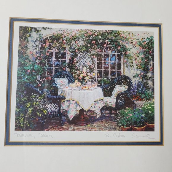 Vintage Framed Original H GORDON Print - "FEBRUARY DREAM" - Picture 2 of 3